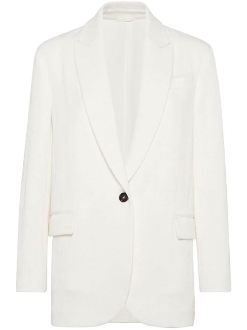 Milk white wool-cotton jacket Brunello Cucinelli | MH5712083C001